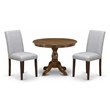 Pemberly Row 3-Piece Wood Dining Set with Walnut Finish and Gray Chairs