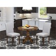 Pemberly Row 3-Piece Wood Dining Set with Walnut Finish and Gray Chairs