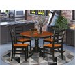 Pemberly Row 5-Piece Dining Set in Black and Cherry Finish with Wood Seat