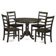 Pemberly Row 5-Piece Round Wood Dining Set in Cappuccino Finish