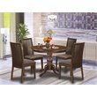 Pemberly Row 5-Piece Wood Dining Set with Slatted Chair Backs in Mahogany