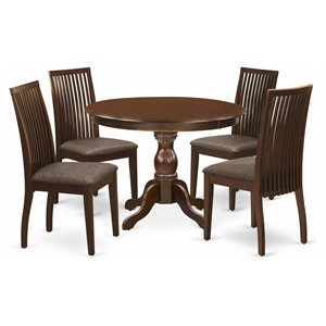 Pemberly Row 5-Piece Wood Dining Set with Slatted Chair Backs in Mahogany