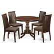 Pemberly Row 5-Piece Wood Dining Set with Slatted Chair Backs in Mahogany