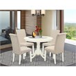 Pemberly Row 5-Piece Dining Set with Linen White & Cream Finish
