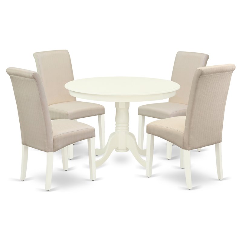 Pemberly Row 5-Piece Dining Set with Linen White & Cream Finish