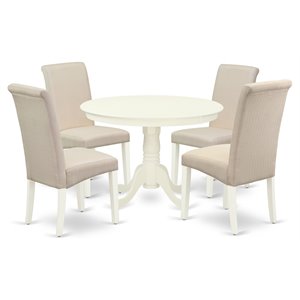 Pemberly Row 5-Piece Dining Set with Linen White & Cream Finish