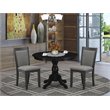 Pemberly Row 3-Piece Modern Dining Set in Black & Dark Gotham Gray
