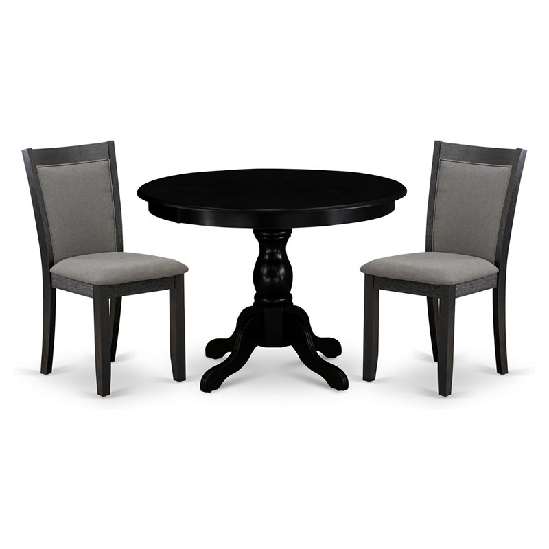 Pemberly Row 3-Piece Modern Dining Set in Black & Dark Gotham Gray