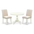 Pemberly Row 3-Piece Wood Dining Set with Fabric Seats in Linen White