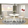 Pemberly Row 3-Piece Wood Dining Set with Fabric Seats in Linen White