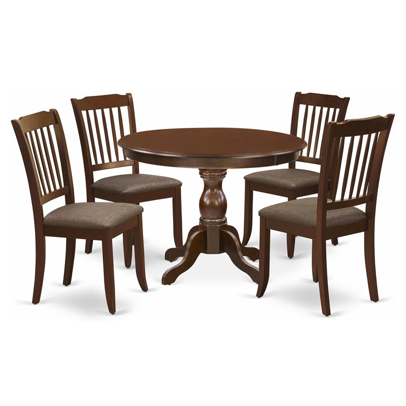 Pemberly Row 5-Piece Wood Dining Set with Upholstered Chairs in Mahogany