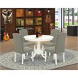 Pemberly Row 5-Piece Dining Set with Fabric Seats in Linen White/Shitake