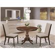 Pemberly Row 3-Piece Wood Dining Set in Mahogany with Light Tan Seats