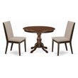Pemberly Row 3-Piece Wood Dining Set in Mahogany with Light Tan Seats