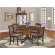 Pemberly Row 5-Piece Wood Kitchen Set with Slatted Back Chairs in Mahogany