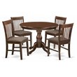 Pemberly Row 5-Piece Wood Kitchen Set with Slatted Back Chairs in Mahogany