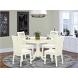 Pemberly Row 5-Piece Wood Dining Set with Round Table in Linen White