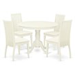 Pemberly Row 5-Piece Wood Dining Set with Round Table in Linen White