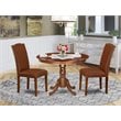 Pemberly Row 3-Piece Mahogany Wood Dining Set with PU Leather Chairs