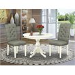Pemberly Row 3-Piece Wood Dining Set in Linen White and Smoke Finish