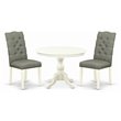 Pemberly Row 3-Piece Wood Dining Set in Linen White and Smoke Finish