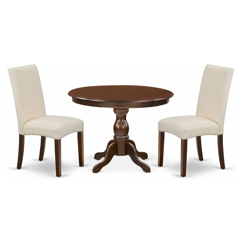 Pemberly Row 3-Piece Wood Dining Set in Mahogany and Cream Finish