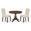 Pemberly Row 3-Piece Wood Dining Set in Mahogany and Cream Finish