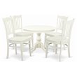Pemberly Row 5-Piece Wood Dining Set with Slatted Back in Linen White