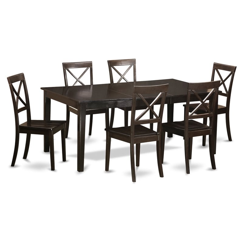 Pemberly Row 7-Piece Dining Table Set with Butterfly Leaf in Cappuccino