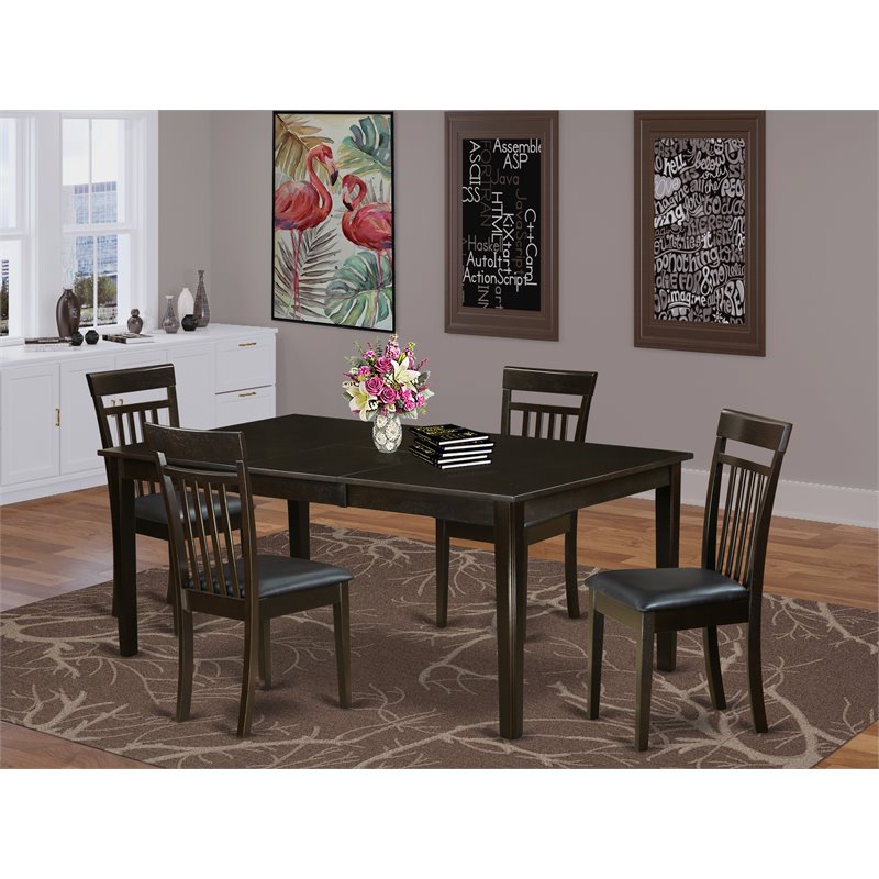 Pemberly Row 5-Piece Dining Set with Butterfly Leaf in Cappuccino