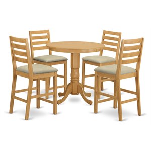 Pemberly Row 5-Piece Traditional Wood Dining Set in Oak Finish