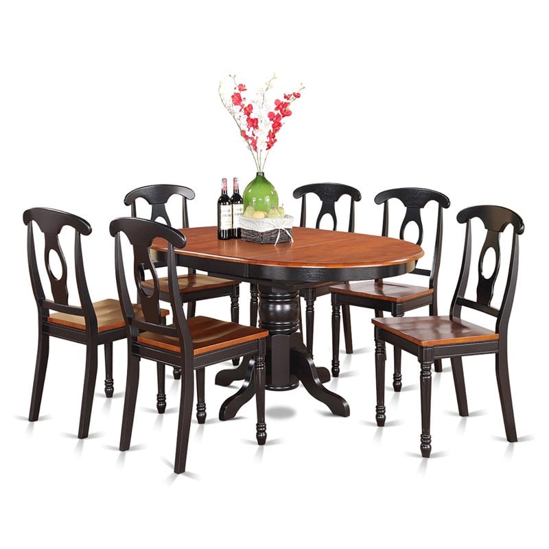 Pemberly Row 7-Piece Wood Dining Set with Butterfly Leaf in Black/Cherry