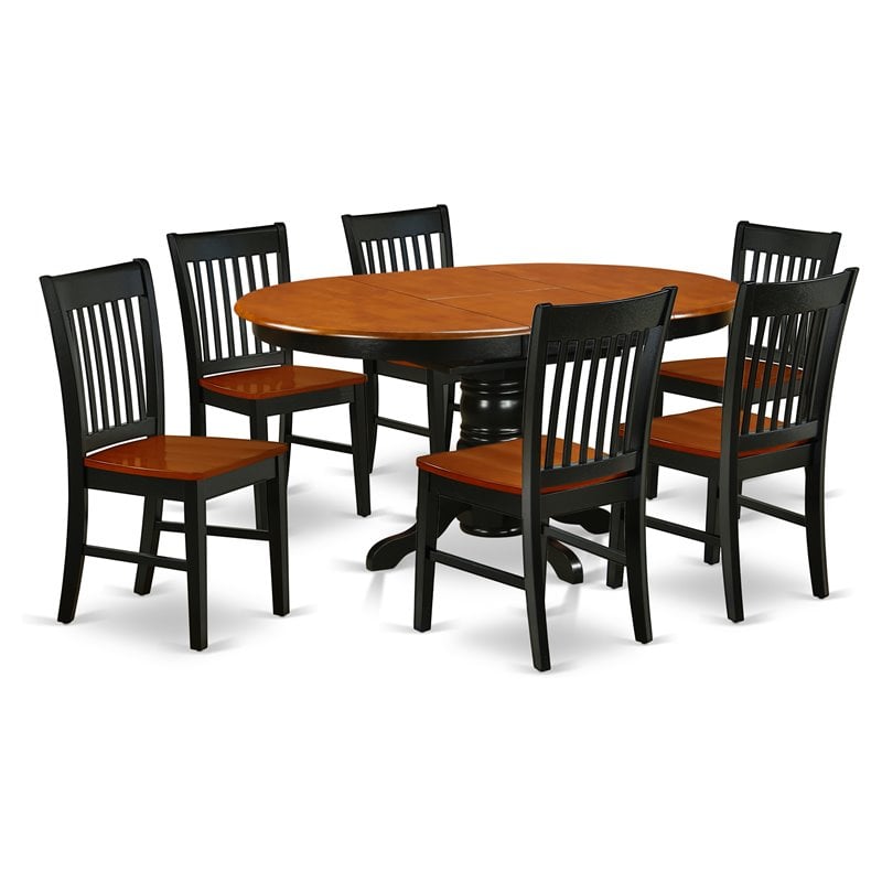 Pemberly Row 7-Piece Wooden Dining Room Set with Oval Table in Black/Cherry