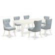 Pemberly Row 7-Piece Butterfly Leaf Dining Set in Linen White/Baby Blue