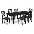 Pemberly Row 7-Piece Wood Dining Set with Rectangular Table in Black Finish