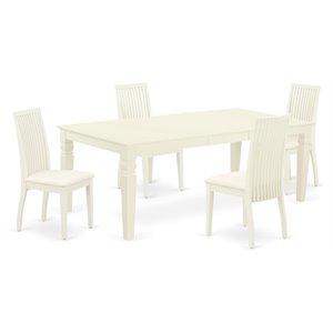 Pemberly Row 5-Piece Wood Dining Table Set with Linen Seat in White