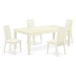 Pemberly Row 5-Piece Wood Dining Table Set with Linen Seat in White