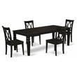 Pemberly Row 5-Piece Wood Dining Seat in Black with X-Back Chairs