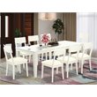Pemberly Row 9-Piece Dining Set with Faux Leather Seats in Linen White