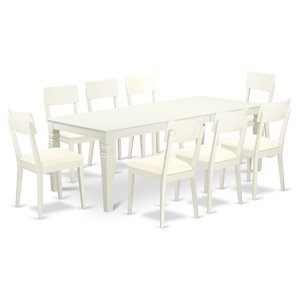 Pemberly Row 9-Piece Dining Set with Faux Leather Seats in Linen White