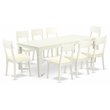 Pemberly Row 9-Piece Dining Set with Faux Leather Seats in Linen White