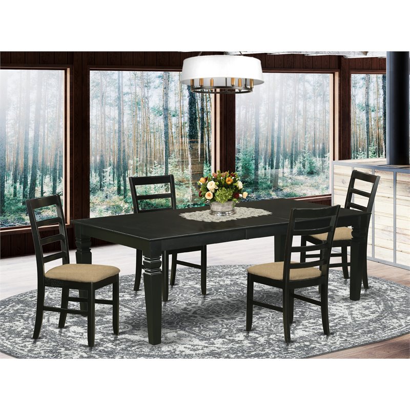 Pemberly Row 5-Piece Traditional Wood Dining Table Set in Black