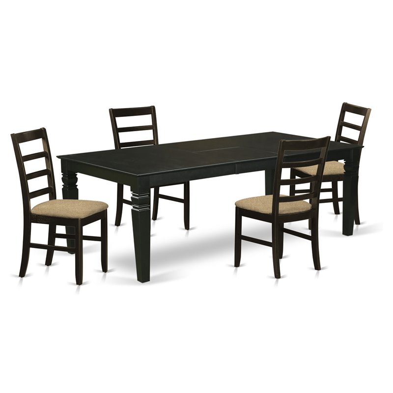 Pemberly Row 5-Piece Traditional Wood Dining Table Set in Black