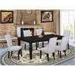 Pemberly Row 7-Piece Dining Set with Rectangular Table in Black/Blue-Gray