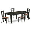 Pemberly Row 5-Piece Wood Dining Set with Extension Leaf in Black