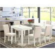 Pemberly Row 7-Piece Dining Set with Parson Chairs in Linen White/Beige