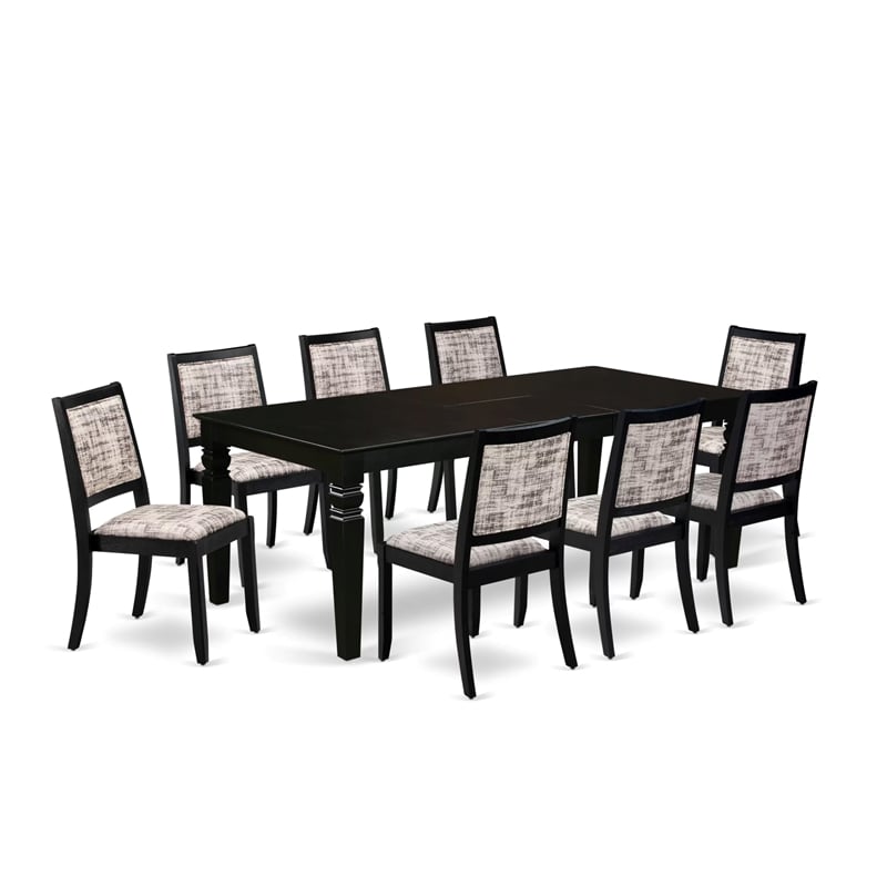 Pemberly Row 9-Piece Dining Set Rubberwood Polyester Black White