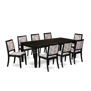 Pemberly Row 9-Piece Dining Set Rubberwood Polyester Black White