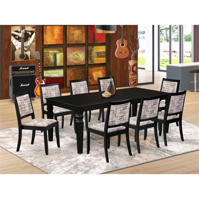 Pemberly Row 9-Piece Dining Set Rubberwood Polyester Black White