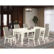 Pemberly Row 7-Piece Dining Set Rubberwood Linen White Upholstery
